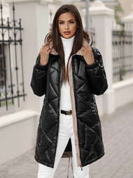 Kurtka zimowa damska długa czarna OZONEE JS/5M3189/392Z