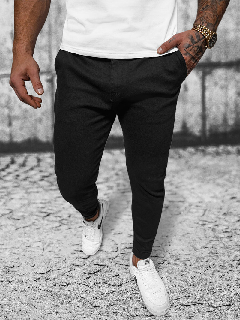 Spodnie jeansowe męskie czarne OZONEE O/PAN23049