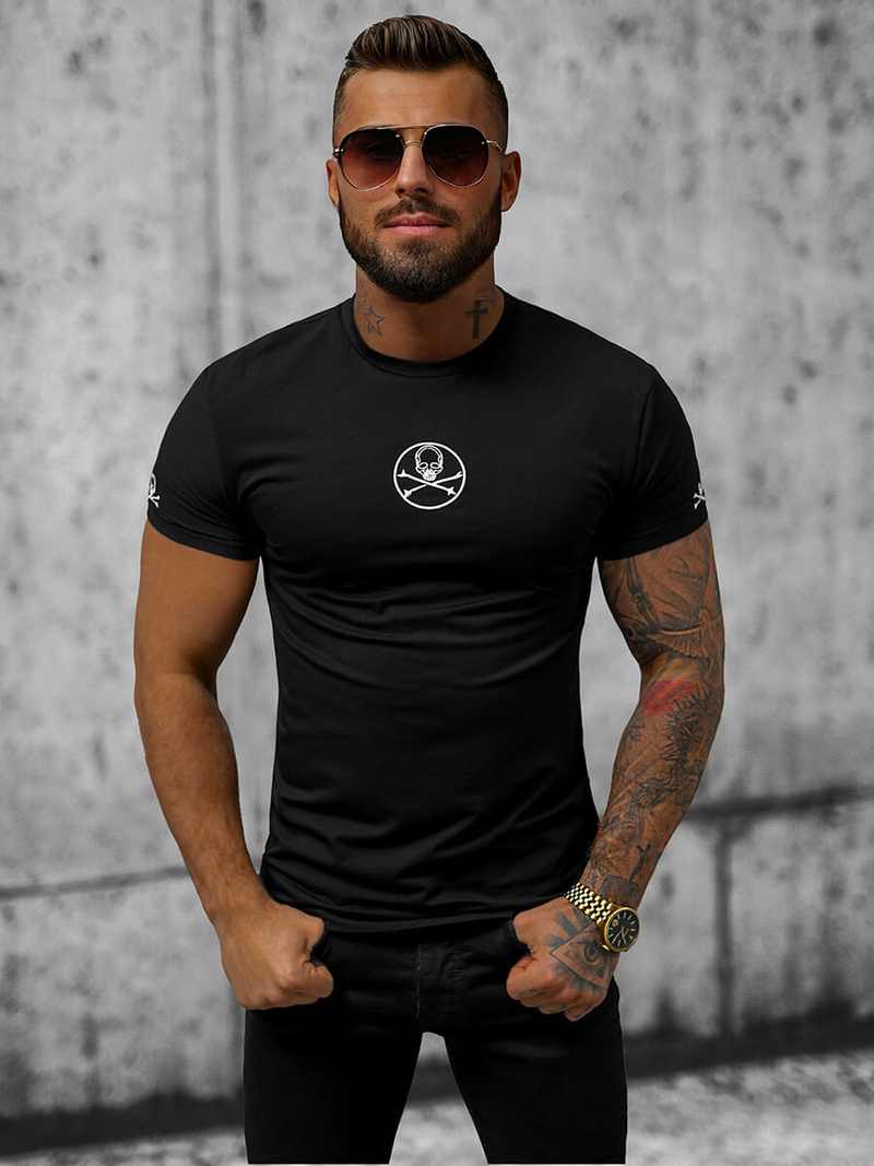 T-shirt męski slim fit czarny OZONEE NB/MT3040