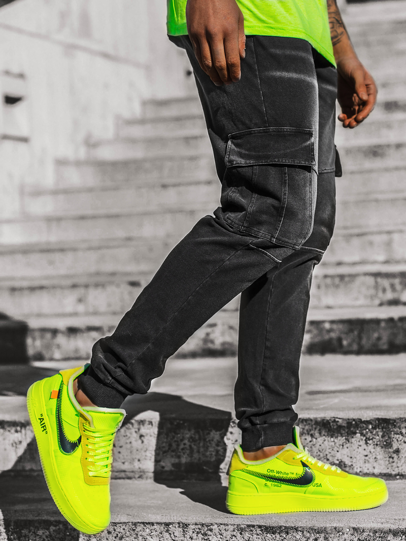 Штани чоловічі джоггери чорний і зелений OZONEE JS/KK1096