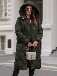 Kurtka zimowa damska długa pikowana zielona OZONEE JS/5M3173/136Z