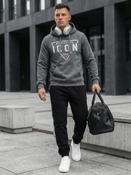 Bluza z kapturem męska grafitowa OZONEE JS/8B1737/5