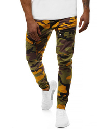 Spodnie męskie joggery żółte-khaki OZONEE A/1003