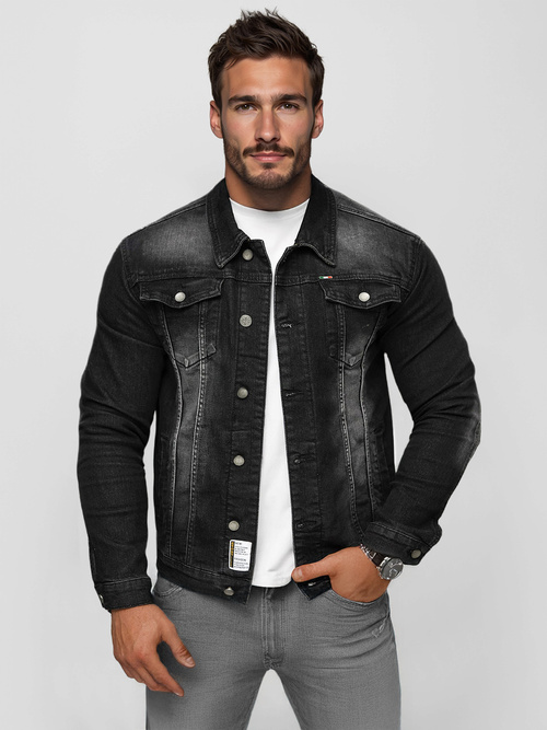 Kurtka męska jeansowa czarna OZONEE NB/MJ512NZ