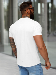 T-shirt męski slim fit biały OZONEE O/QQ1390