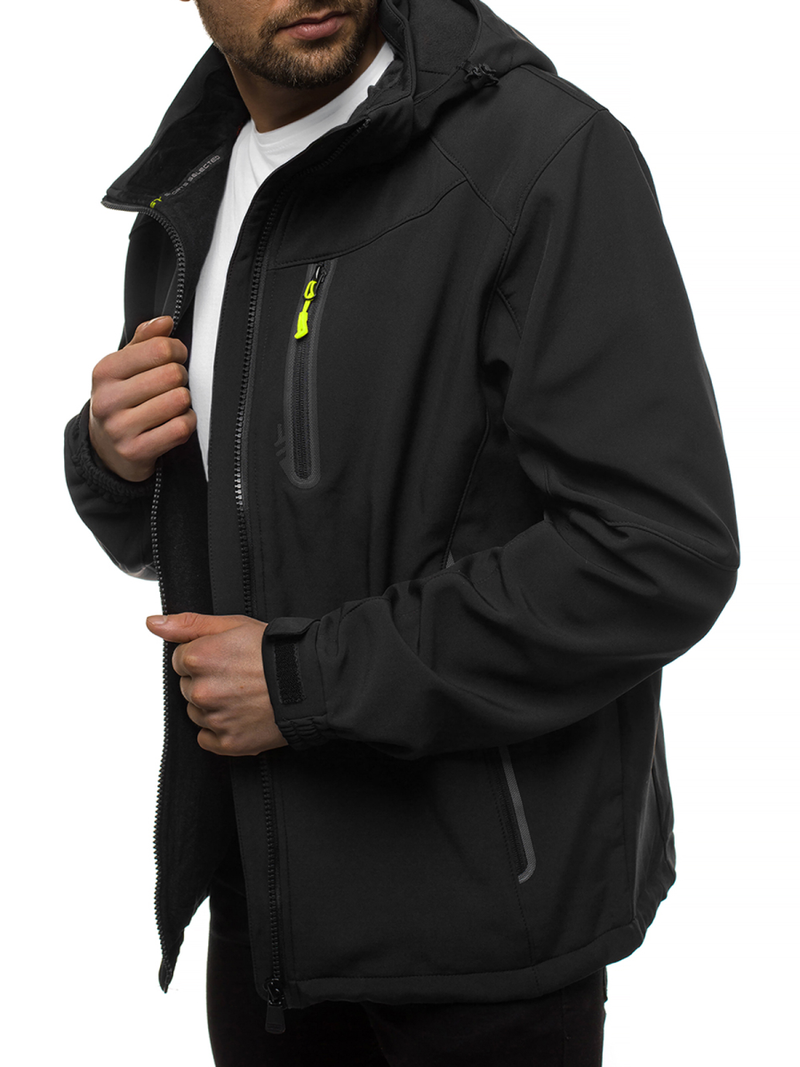 Kurtka softshell męska z kapturem czarno-żółta OZONEE GE/12269Z