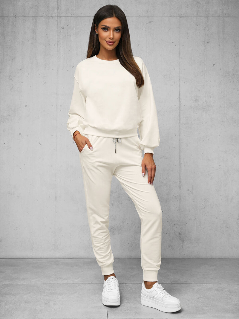 Жіночий спортивний костюм з двох частин Кремовий OZONEE O/12113Z
