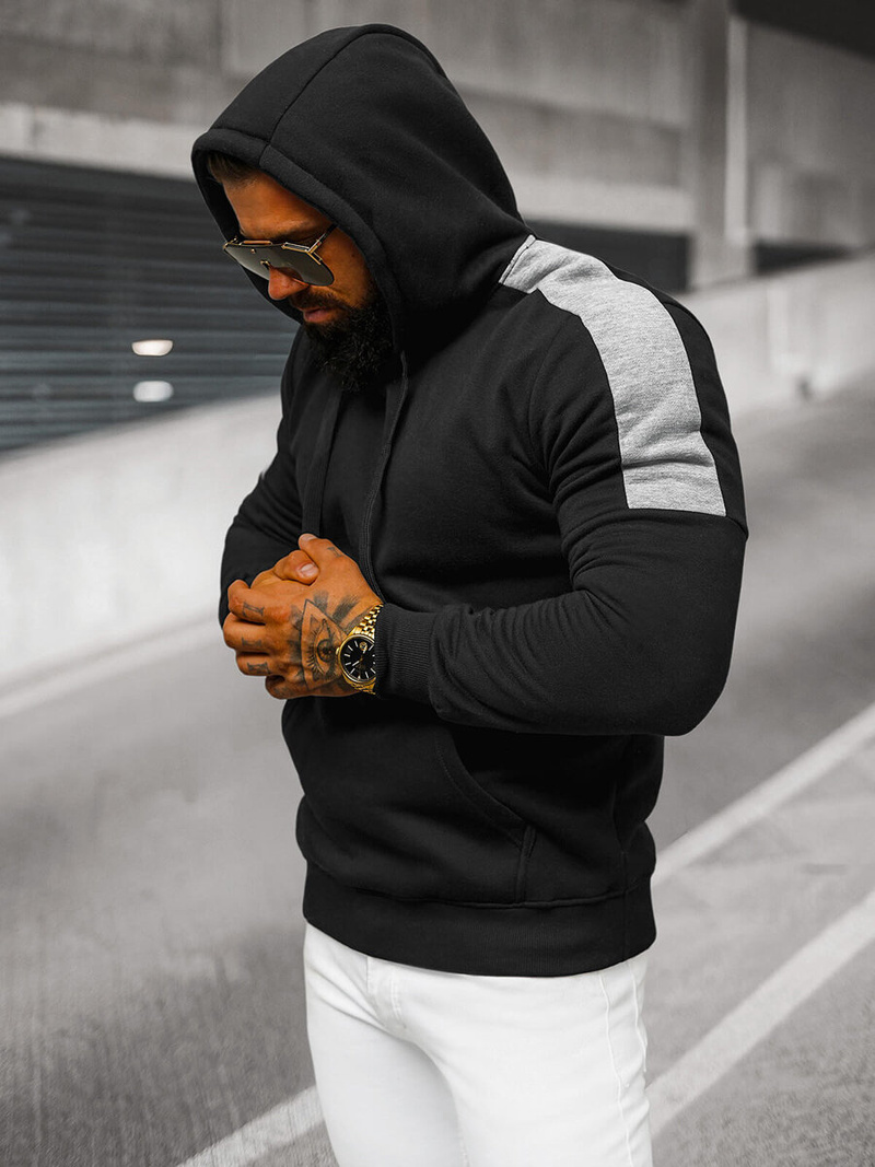 Bluza z kapturem męska czarna OZONEE JS/8B1311/3