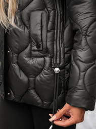 Kurtka zimowa damska z futerkiem czarno-brązowa OZONEE JS/5M3226/392A