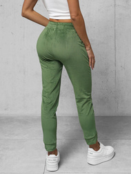 Spodnie dresowe damskie welurowe khaki OZONEE O/CR98107