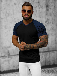 T-shirt męski czarno-granatowy OZONEE JS/8T82/3Z