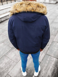 Kurtka zimowa męska z futerkiem granatowa OZONEE JS/M2019/215