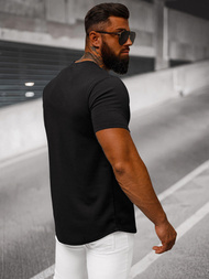 T-shirt męski czarno-biały OZONEE O/7776T