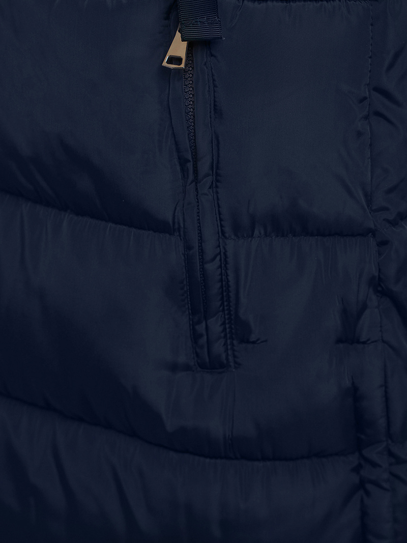 Kamizelka damska długa pikowana z kapturem granatowa OZONEE O/81276