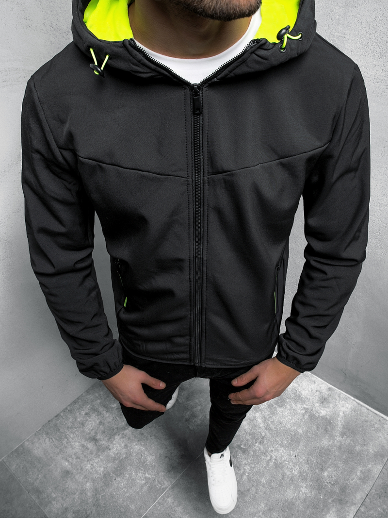 Kurtka softshell męska z kapturem czarna OZONEE JS/KS2188