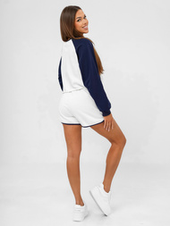 Komplet dresowy damski dwuczęściowy biało-granatowy OZONEE JS/M58631AB