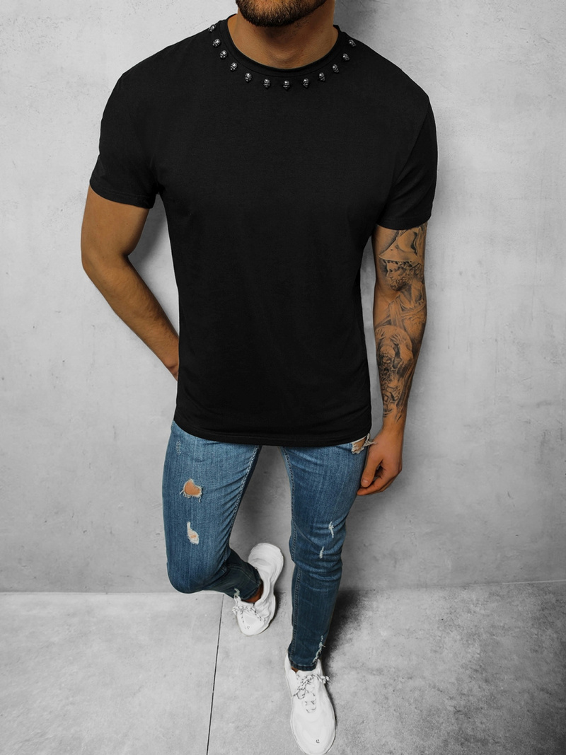 T-Shirt męski czarny OZONEE NB/3015