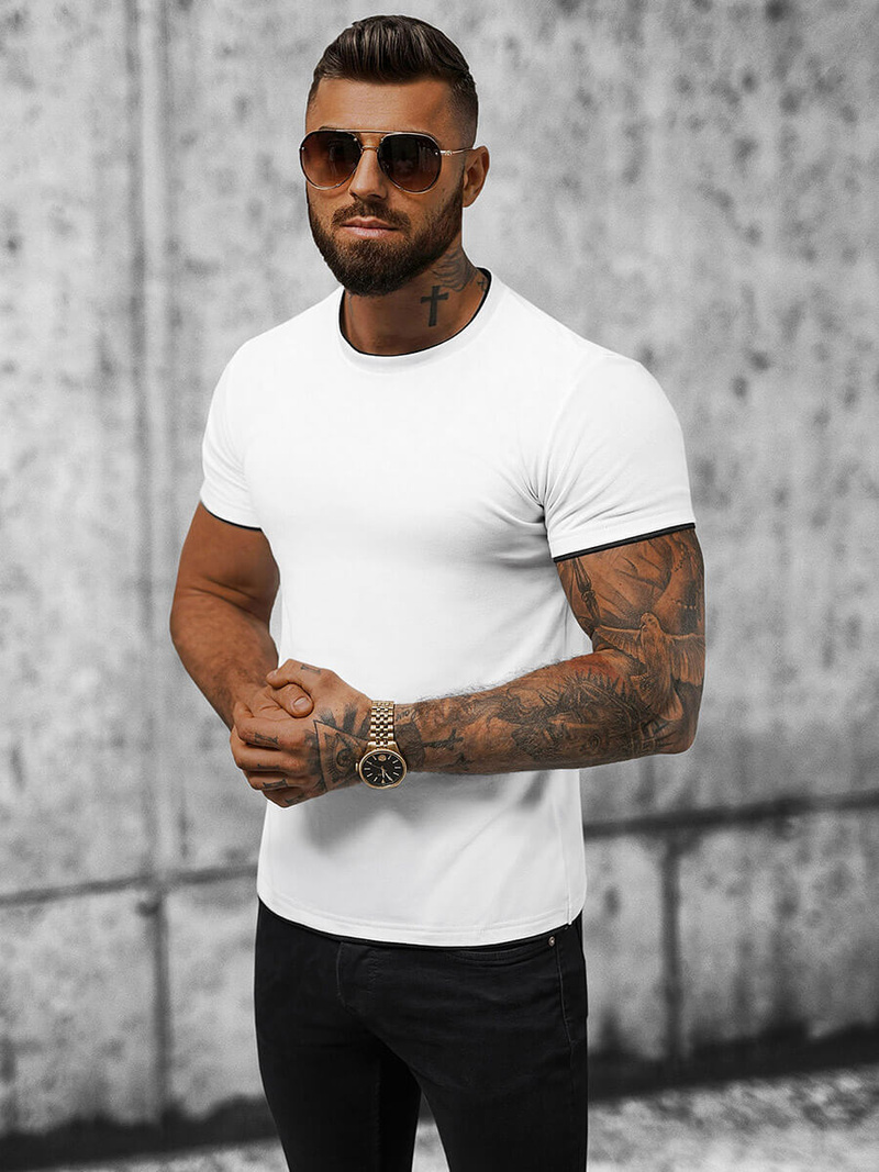 T-shirt męski biały OZONEE JS/8T227/1