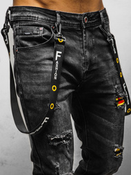 Spodnie jeansowe męskie czarne OZONEE DR/TF088Z