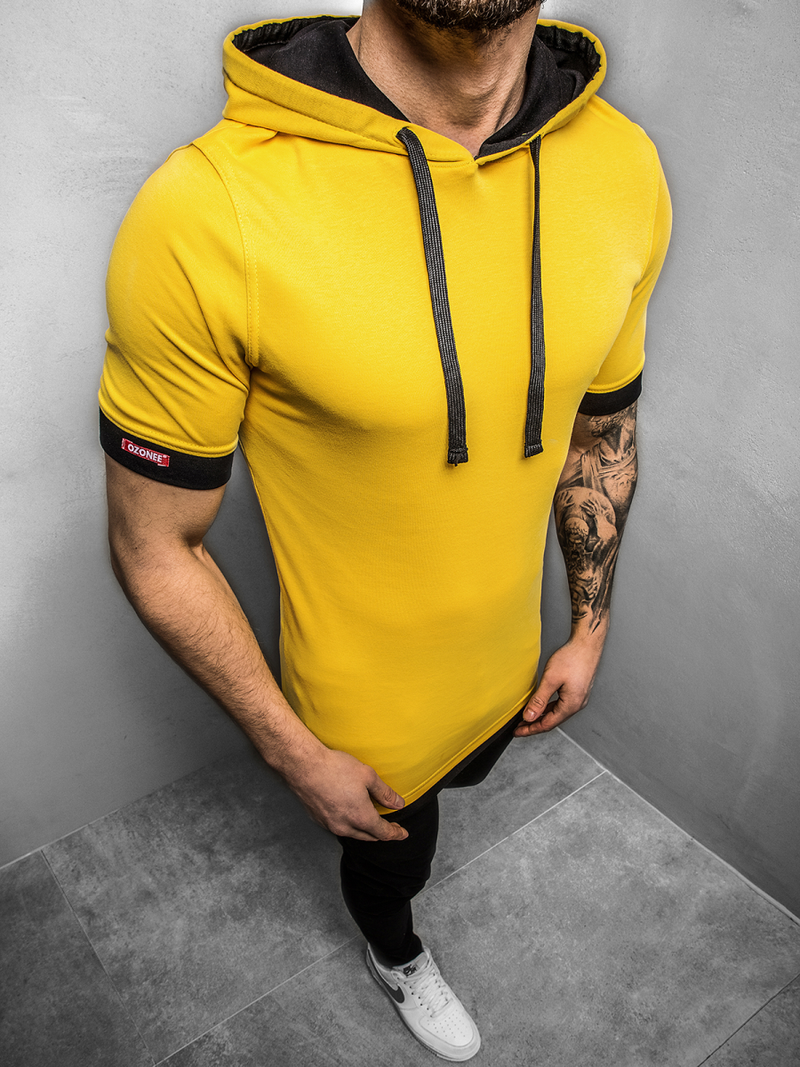 T-Shirt z kapturem męski żółty OZONEE O/1273Z