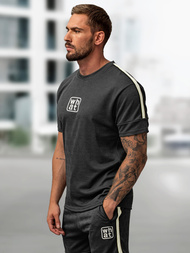 Komplet dresowy męski krótki ciemno-grafitowy OZONEE O/QQ1621AB