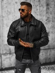 Куртка шкіряна чоловіча Чорна OZONEE JB/JP1178Z