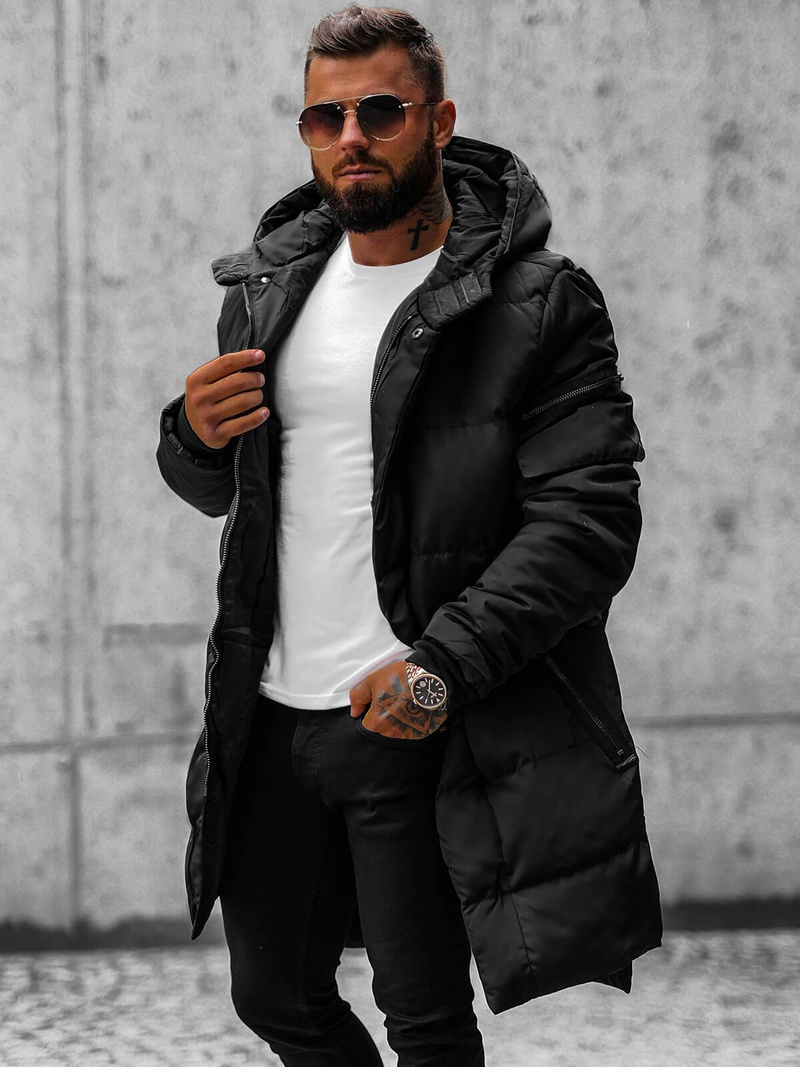 Kurtka zimowa męska pikowana czarna OZONEE O/M799