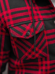 Koszula flanelowa męska ocieplana czarno-czerwona OZONEE O/3A91/4