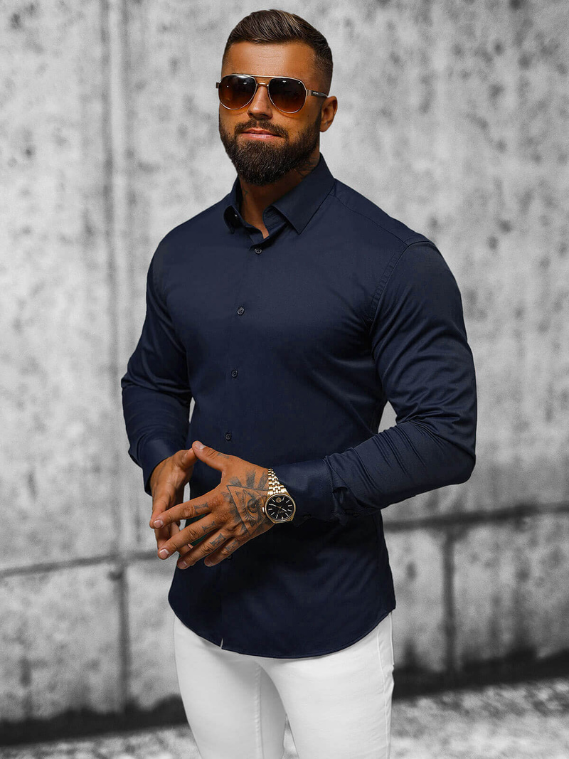 Koszula męska granatowa OZONEE O/V70