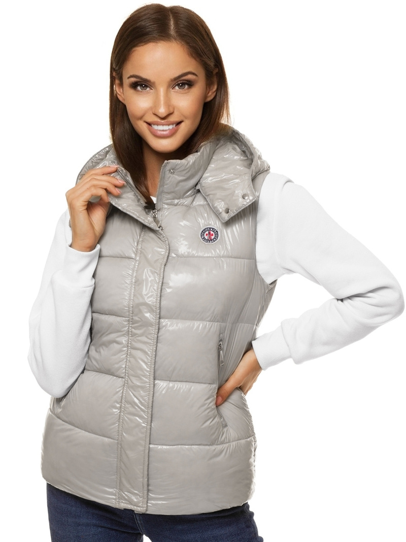 Стьобаний жіночий жилет сірий OZONEE O/SW025/24