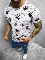 T-Shirt męski z nadrukiem biało-czarny OZONEE O/BL51