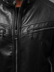 Kurtka skórzana męska czarna OZONEE JS/11Z8016