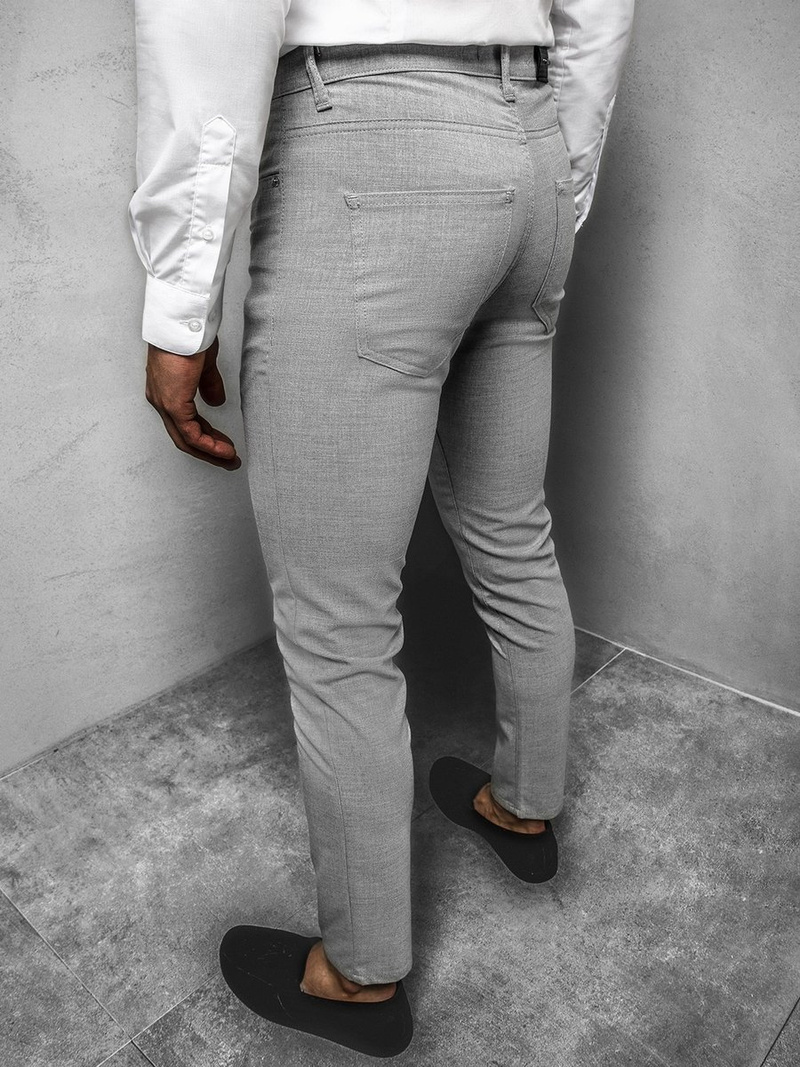 Spodnie męskie chino materiałowe jasno-szare OZONEE DJ/5612