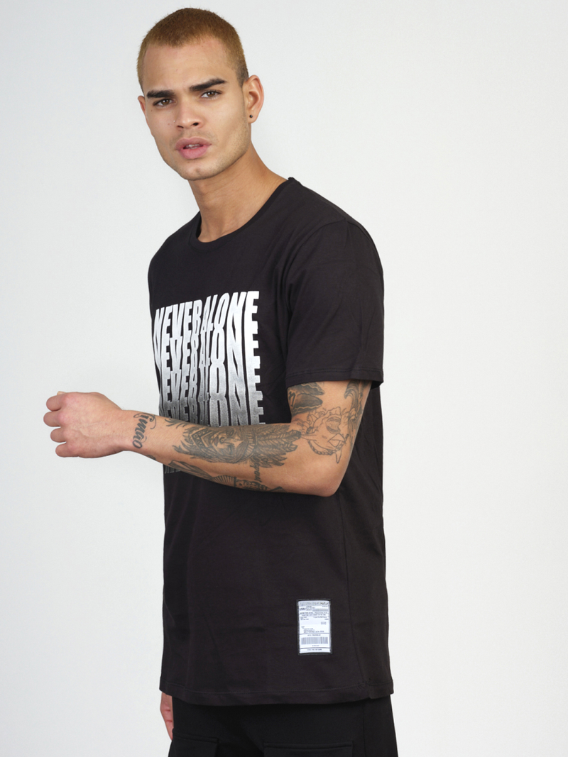 T-Shirt męski z nadrukiem czarny OZONEE MR/21513