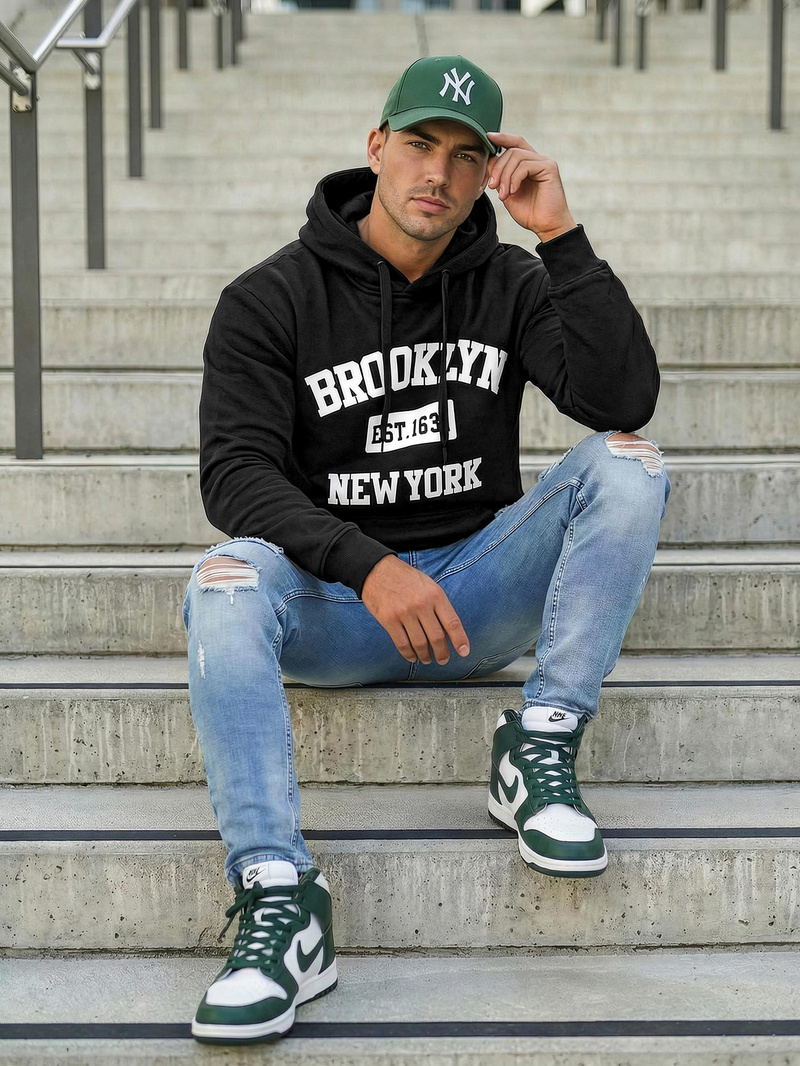 Bluza z kapturem męska czarna OZONEE JS/8B1767/3Z