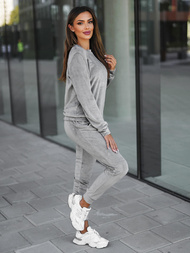 Komplet dresowy damski welurowy szary OZONEE O/8C1173/2