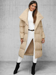 Płaszcz zimowy damski beżowy OZONEE JS/M737/62Z