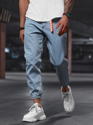 Spodnie jeansowe joggery męskie niebieskie OZONEE DO/6106