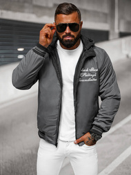 Чоловіча двостороння куртка графіт/чорна OZONEE JS/84M3038/392