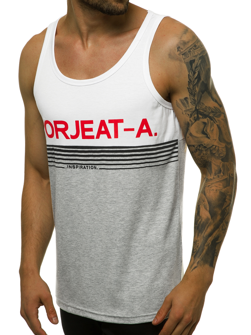 T-Shirt męski bez rękawów biały OZONEE JS/SS11062