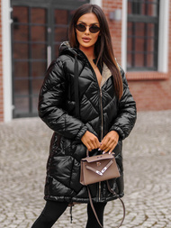 Kurtka zimowa damska długa czarna OZONEE JS/5M3189/392Z