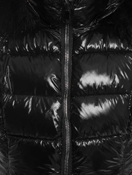 Kamizelka damska pikowana z futerkiem czarna OZONEE O/DK027/1