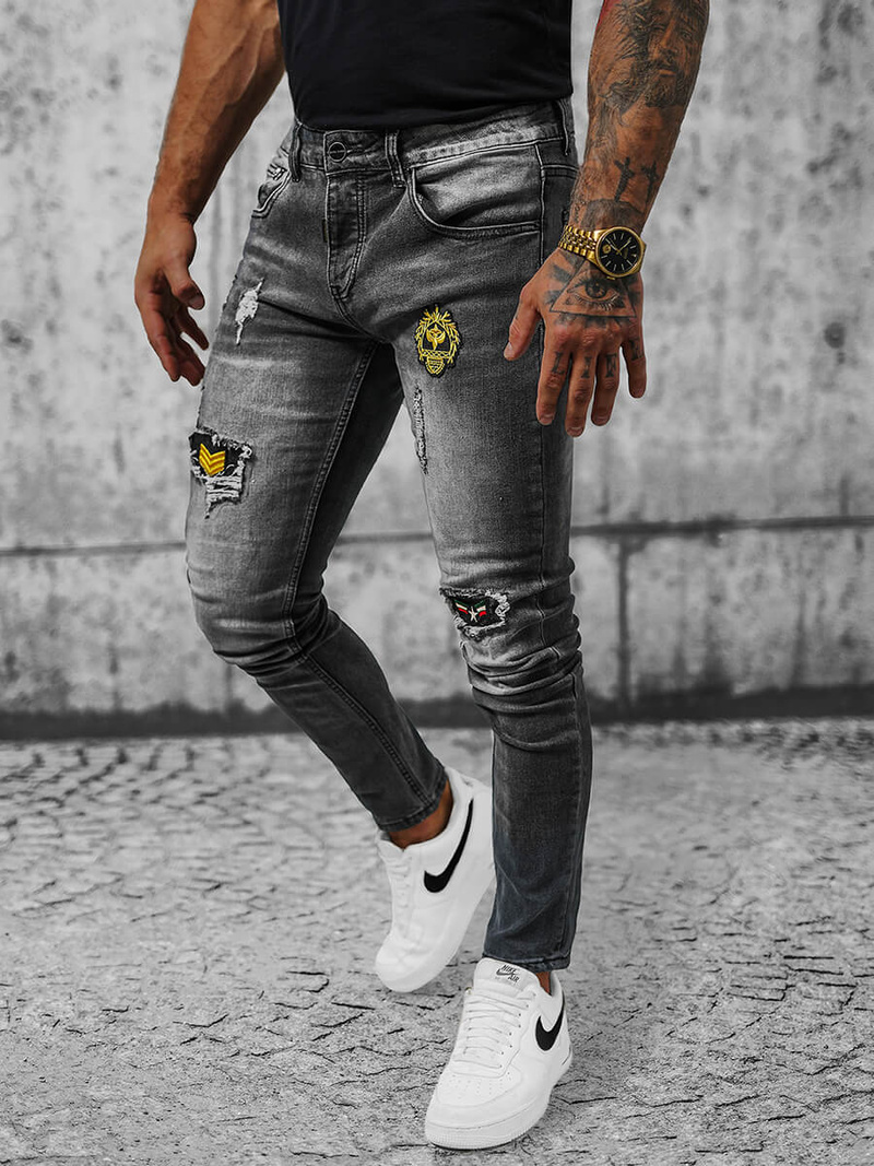 Spodnie jeansowe męskie szare OZONEE NB/MP0167G