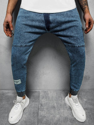 Spodnie męskie joggery jeansowe jasno-niebieskie OZONEE OT/1081