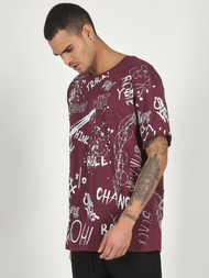 T-Shirt męski z nadrukiem bordowy OZONEE MR/21530
