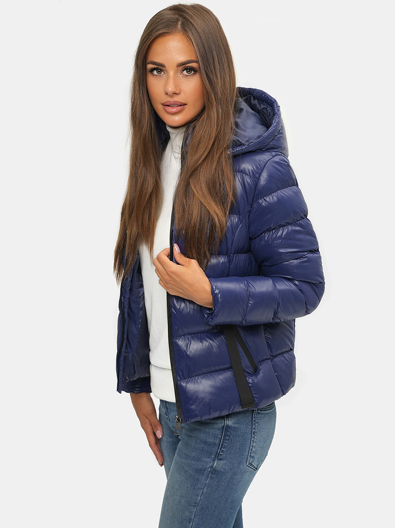 Kurtka zimowa damska pikowana granatowa OZONEE JS/M782/215