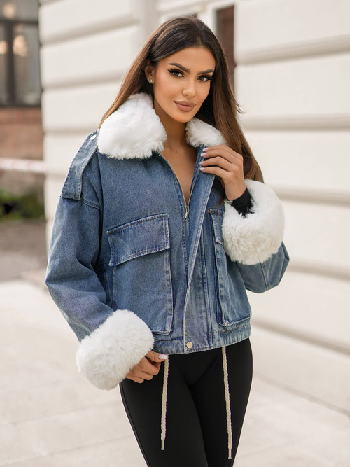 Жіноча джинсова куртка cиня OZONEE JS/11Z8219