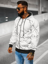 Bluza męska z kapturem rozpinana biała OZONEE JS/8B1181/1