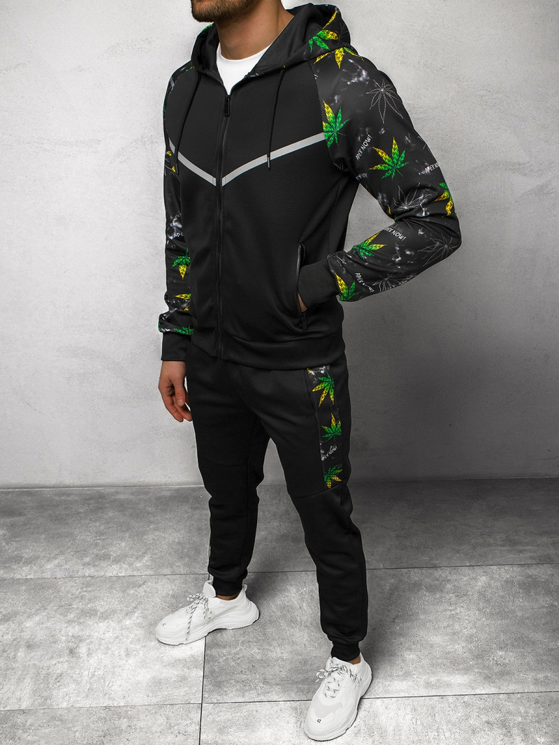 Спортивний костюм чоловічій Чорно-зелений OZONEE O/HM703Z