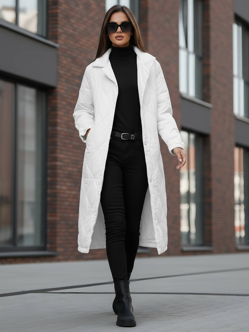 Płaszcz zimowy damski pikowany biały OZONEE JS/5M3177/281Z